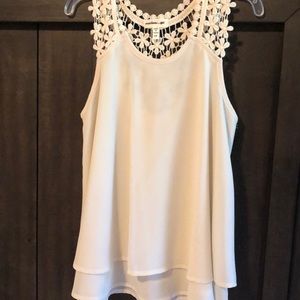Cream girls blouse with lace detail